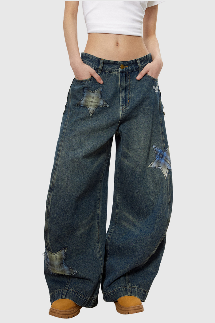 Chace Star Tie Up Baggy Jeans