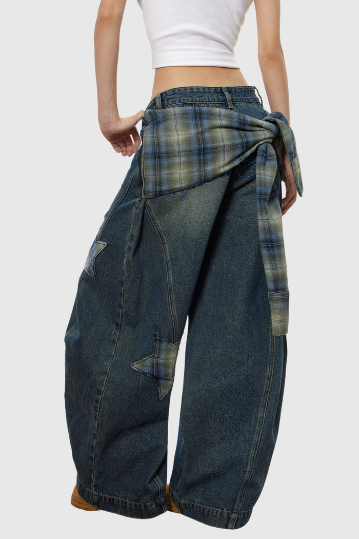 Chace Star Tie Up Baggy Jeans