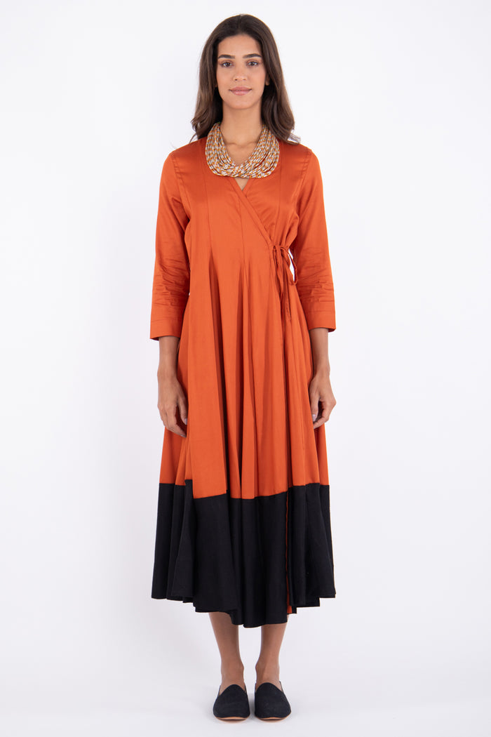 Chafa Cotton Orange With Black Dress