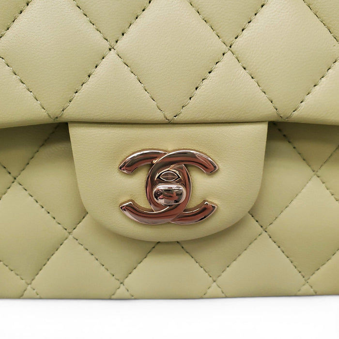 CHANEL LIME GREEN LAMBSKIN CLASSIC MEDUIM DOUBLE FLAP BAG