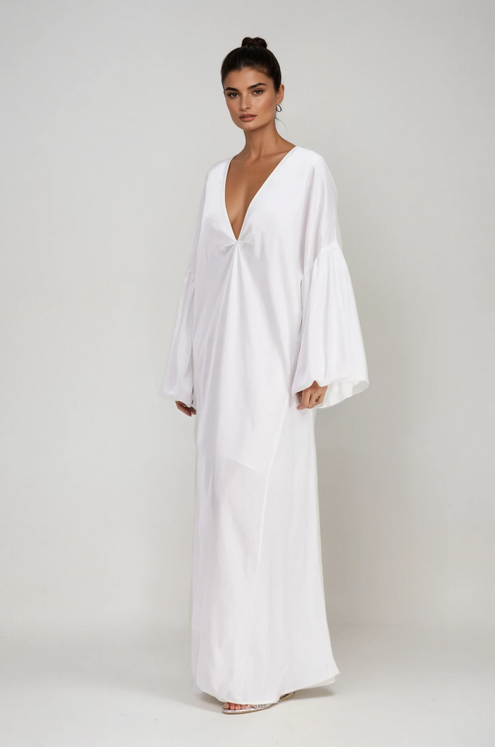 Charlton Plunge Balloon Sleeve Maxi Dress