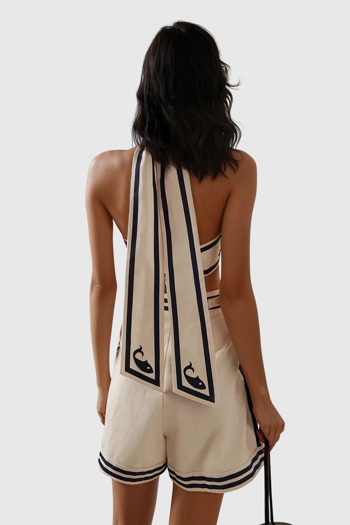 Chibuzo Print Stripe Three Piece Swimwear