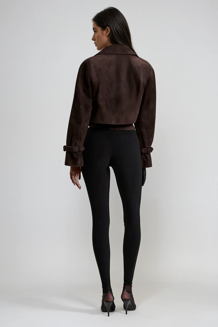 Chioma Lapel Buckle Suede Jacket