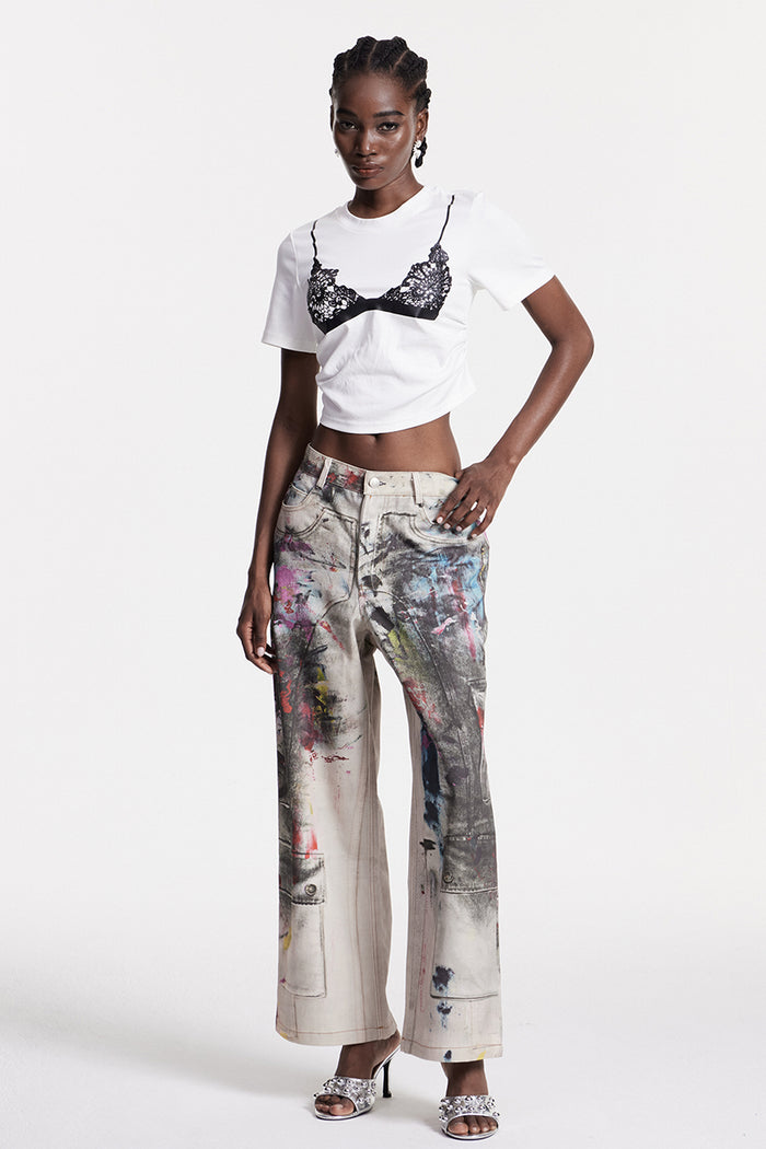 Chisomo Print Graffiti Jeans