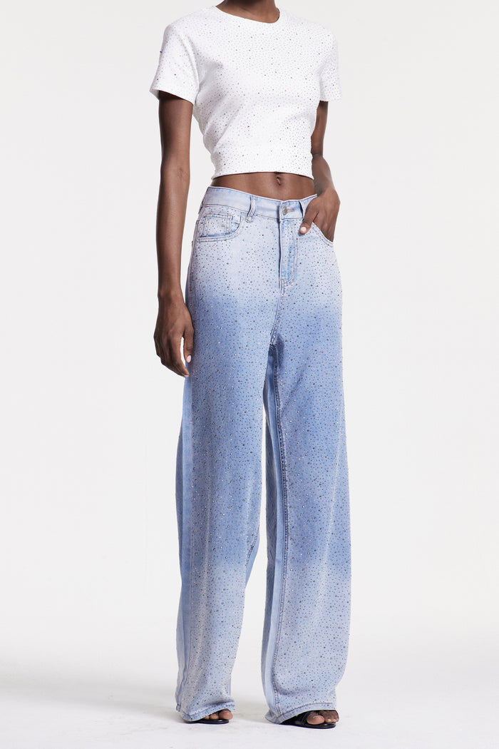 Chobin Rhinestone Hayley Jeans In Blue