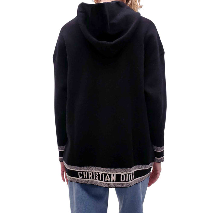 CHRISTIAN DIOR BLACK CASHMERE LOGO SWEATER - SIZE 4