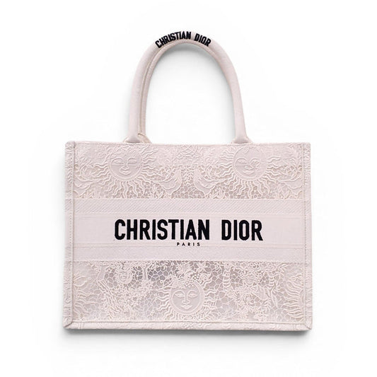 CHRISTIAN DIOR WHITE LACE BOOK TOTE BAG
