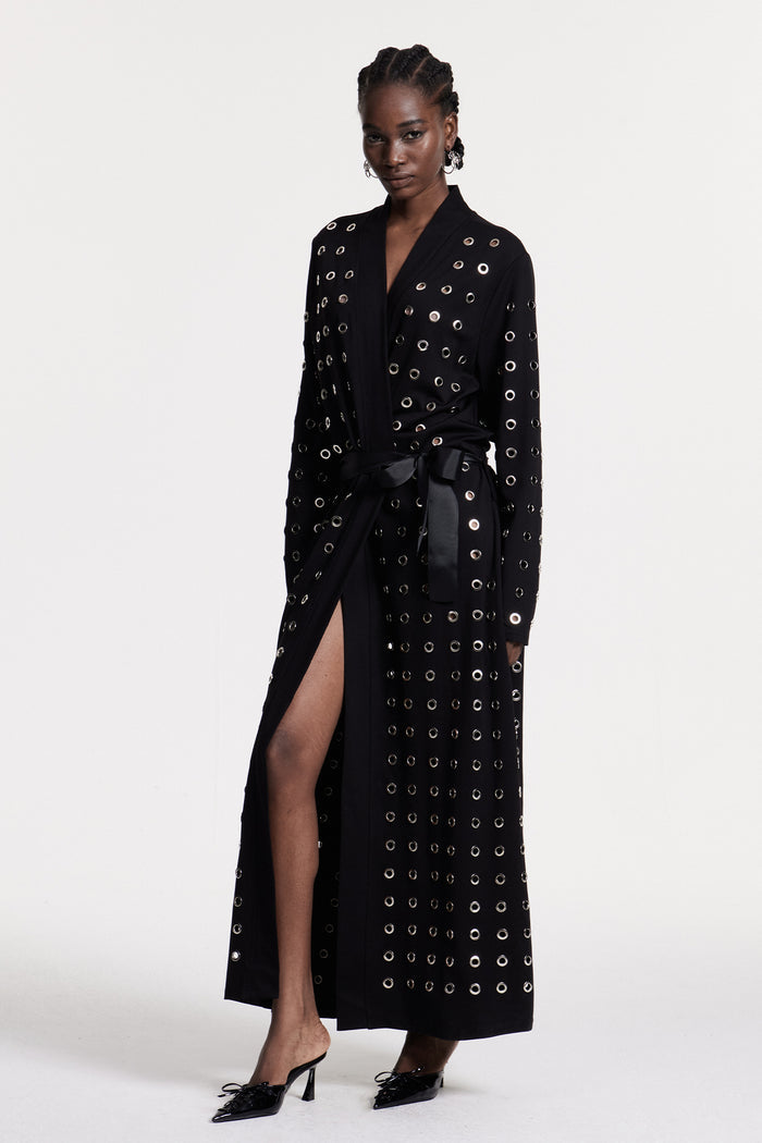 Christmas Eyelet Cutout Coat