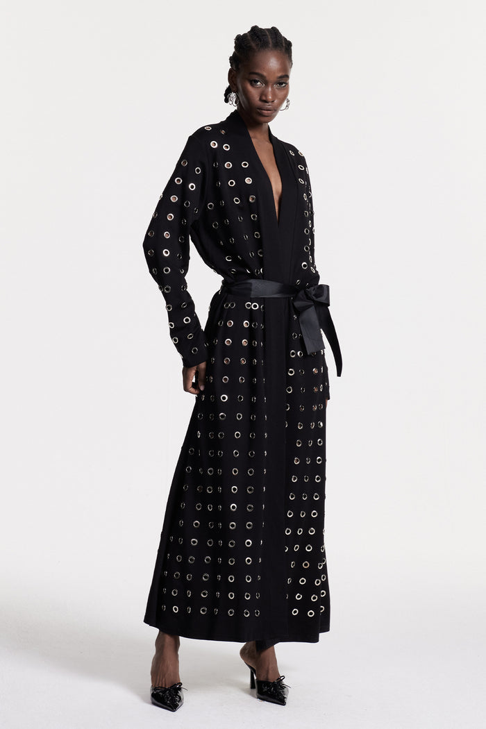 Christmas Eyelet Cutout Coat