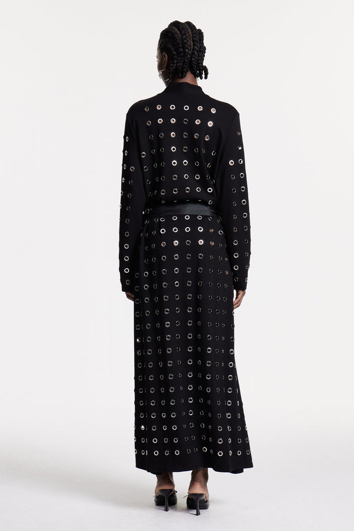 Christmas Eyelet Cutout Coat