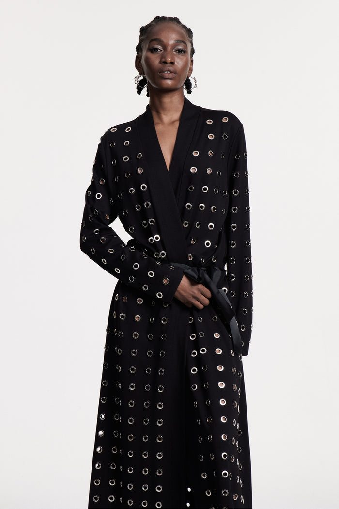 Christmas Eyelet Cutout Coat
