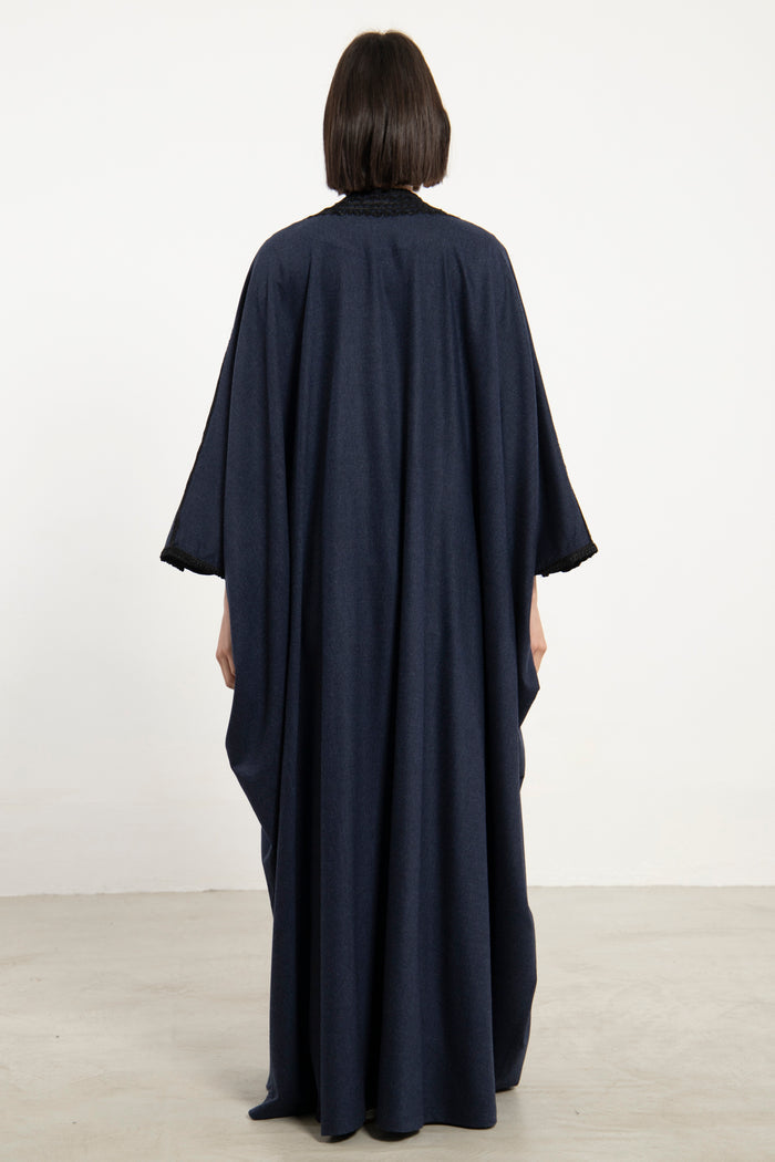Classic Wool Navy Embroidered Abaya
