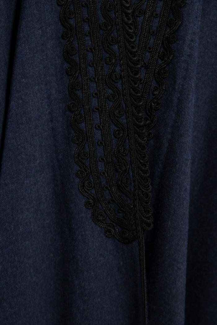 Classic Wool Navy Embroidered Abaya
