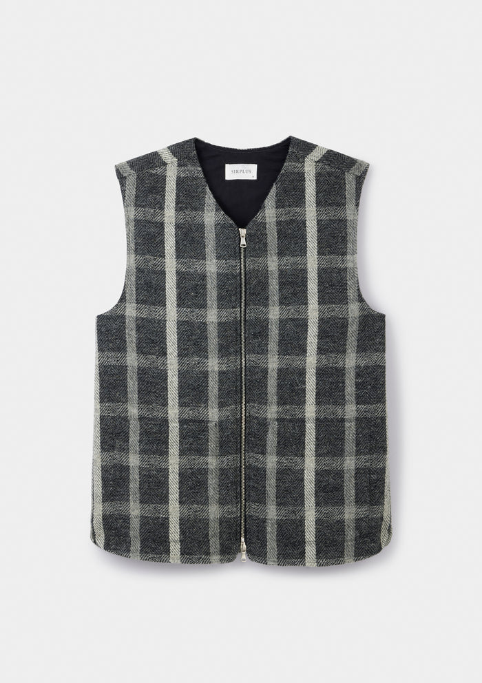 Cloth Co. Black & White Square Wool Gilet, Gilet - SIRPLUS