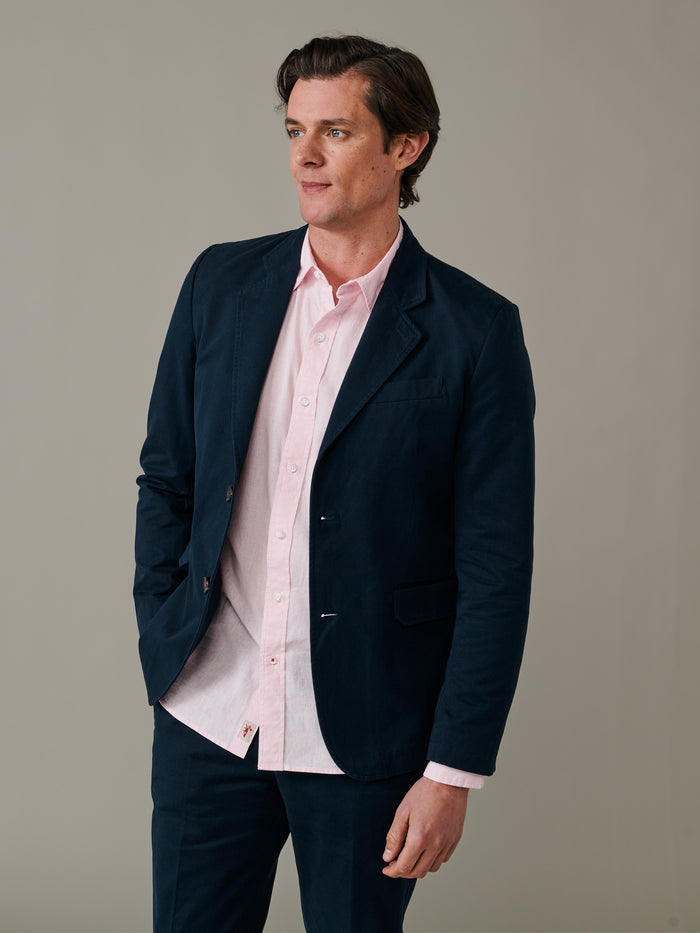 Aubin Navy Coleby Lightweight Cotton Blazer | Cotton Jacket