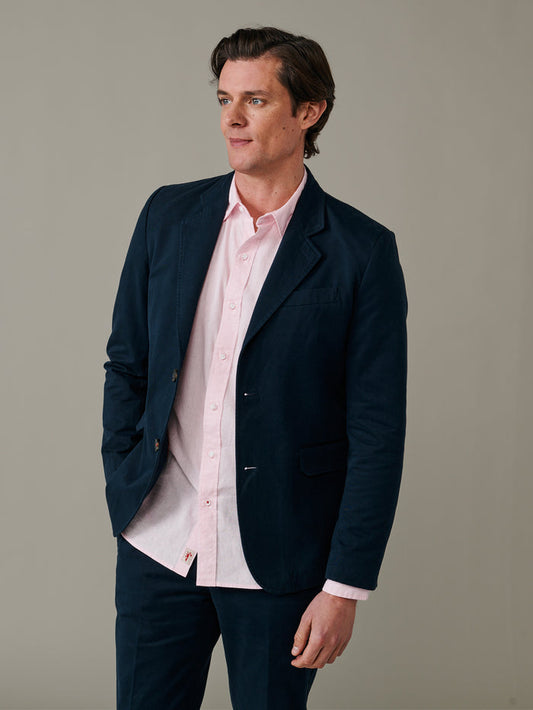 Aubin Navy Coleby Lightweight Cotton Blazer | Cotton Jacket