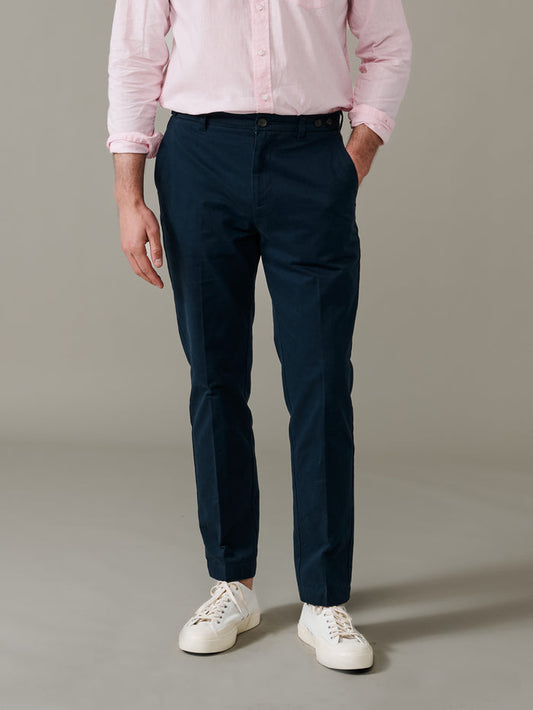 Aubin Navy Coleby Lightweight Cotton Trouser | Cotton Trousers