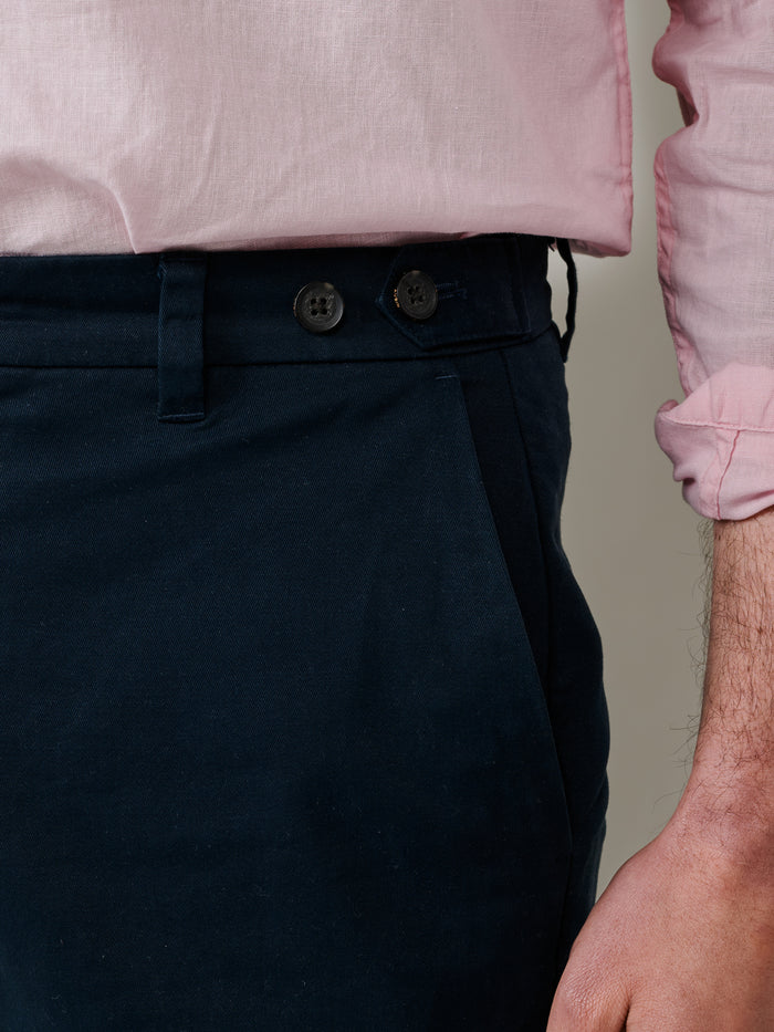 Aubin Navy Coleby Lightweight Cotton Trouser | Cotton Trousers