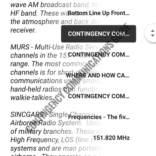 Contingency Communications - Primary, Alternate, & Emergency Contact Options