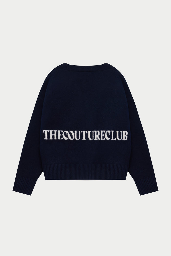 COPYRIGHT BRUSHED KNIT CARDIGAN - NAVY