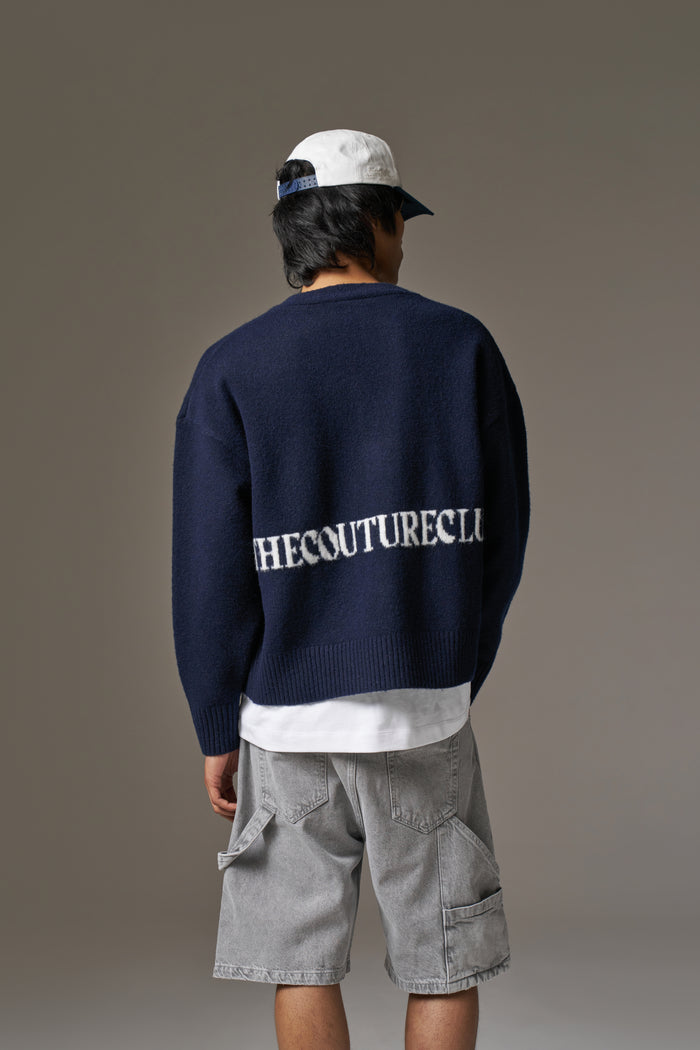 COPYRIGHT BRUSHED KNIT CARDIGAN - NAVY