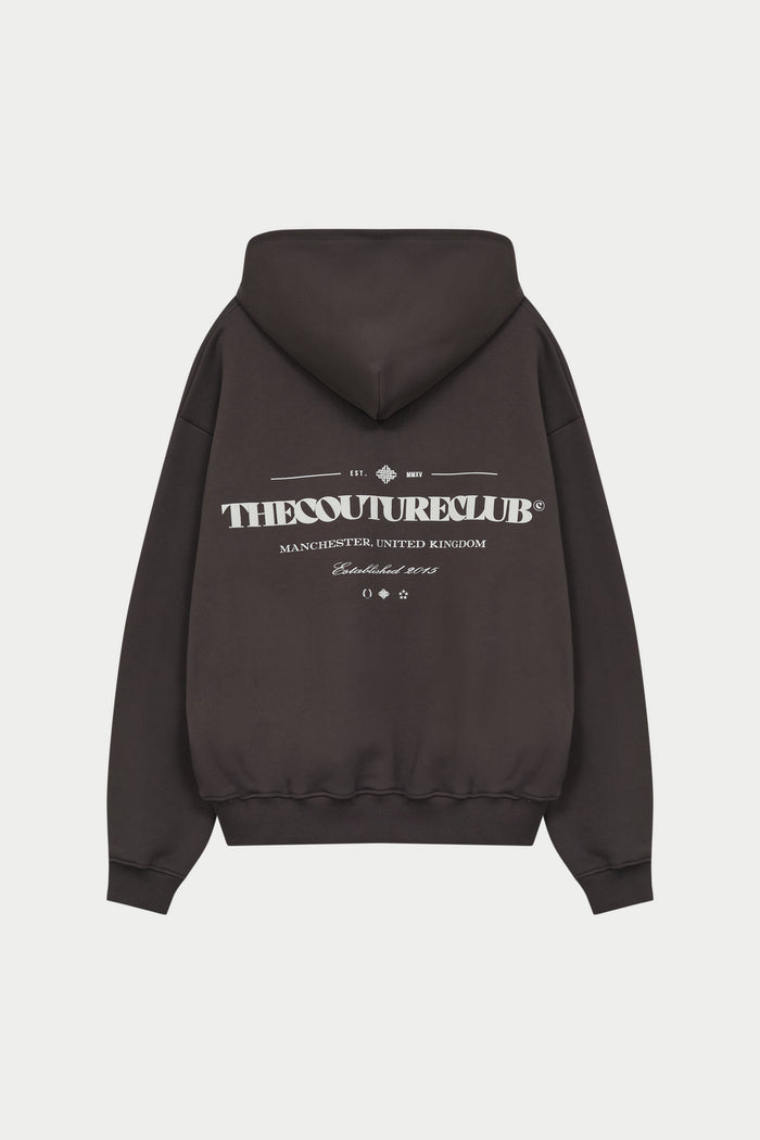 COPYRIGHT MULTI GRAPHIC HOODIE - BROWN