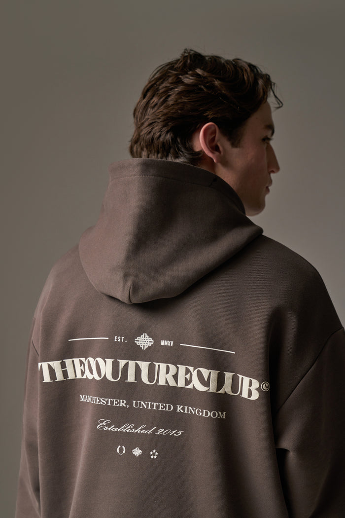 COPYRIGHT MULTI GRAPHIC HOODIE - BROWN