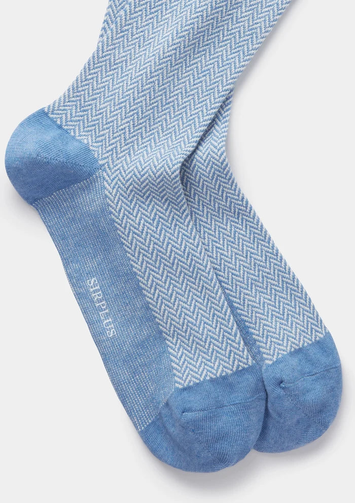 Cornflower Blue Herringbone Socks, Socks - SIRPLUS