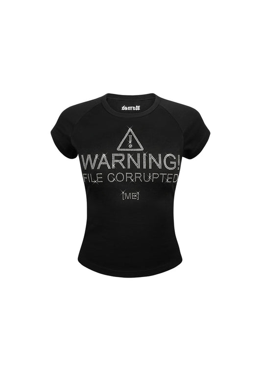 CORRUPTED RHINESTONE BABY TEE BLACK