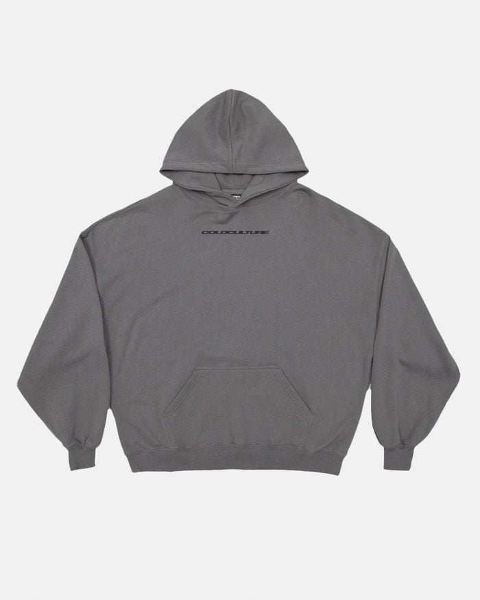 COSMOS ARC HOODIE SMOKEY GREY - grey star print hoodie, front view - Cold Culture