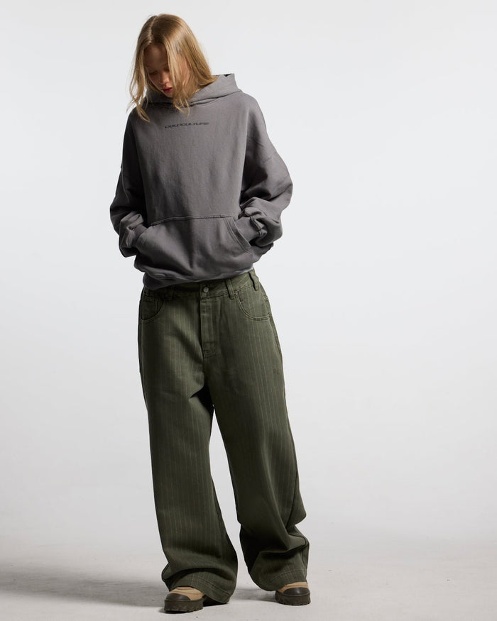 COSMOS ARC HOODIE SMOKEY GREY - grey star print hoodie, front view on female model - Cold Culture #woman