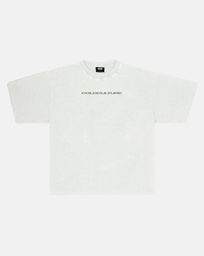 COSMOS ARC TEE LIGHT GREY - light grey oversized tee, front view - Cold Culture