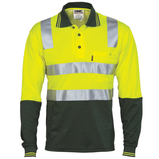 Cotton Back Hi Vis Two Tone Polo Shirt With Csr R/Tape L/S 3818