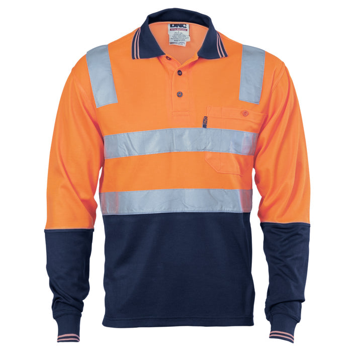 Cotton Back Hi Vis Two Tone Polo Shirt With Csr R/Tape L/S 3818