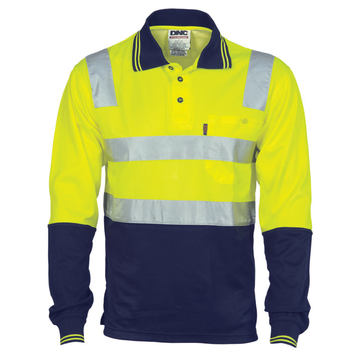 Cotton Back Hi Vis Two Tone Polo Shirt With Csr R/Tape L/S 3818