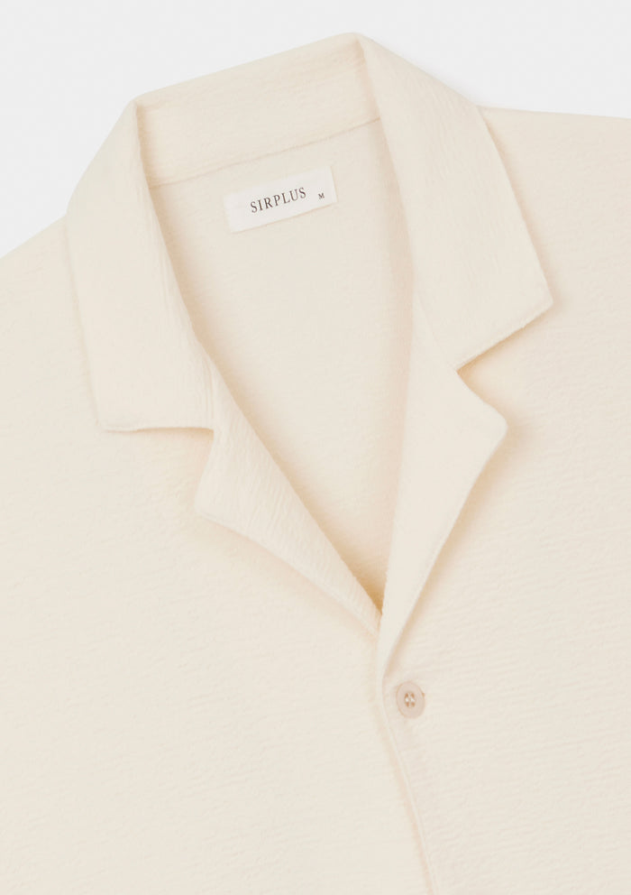 Cream Purl Jersey Cuban Polo, Polo Shirt - SIRPLUS