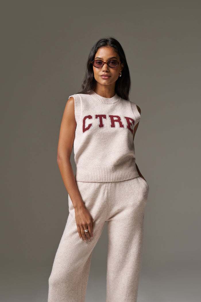 CTRE KNITTED VEST - PINK