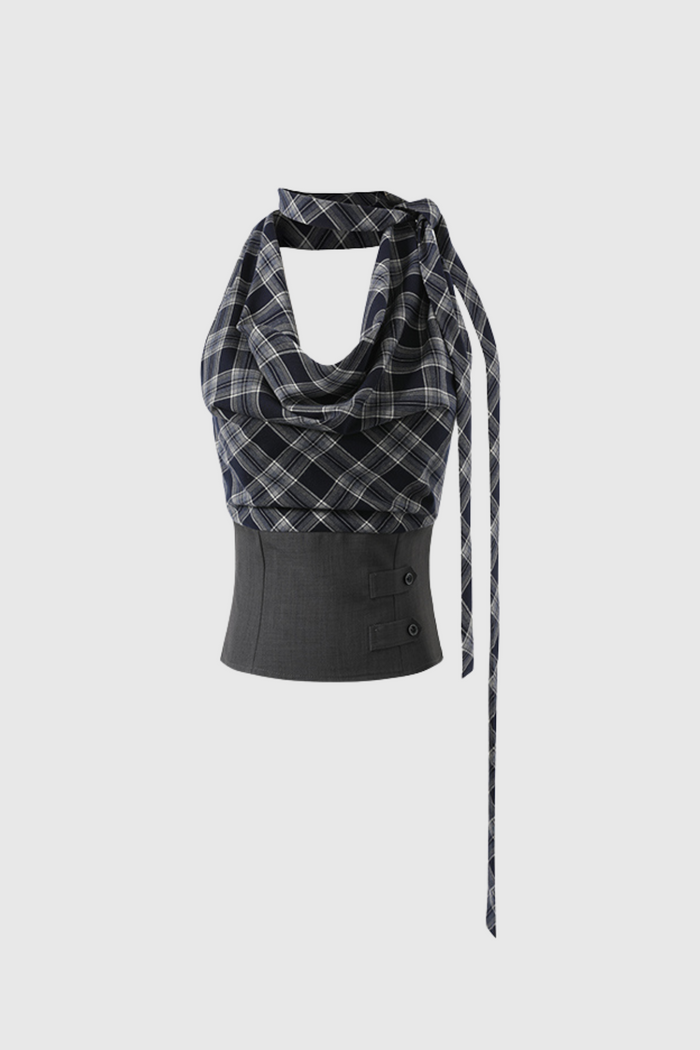 Dagon Grid Wide Leg Pants Set