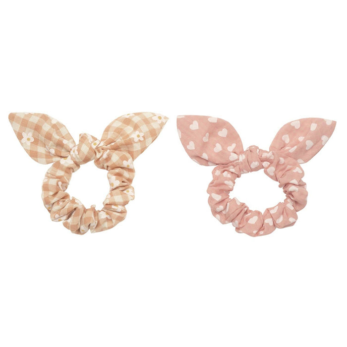 Daisy Gingham Bunny Ears Scrunchies - Wee Bee Baby Boutique