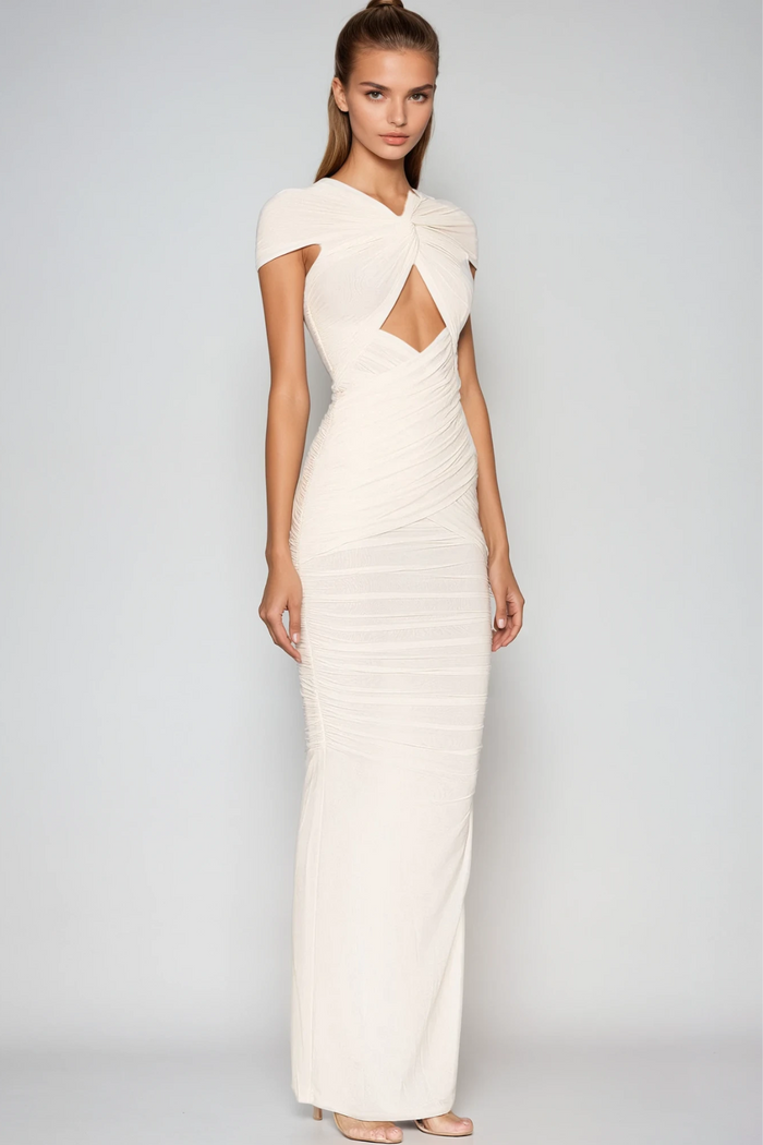 Danai Cutout Ruch Maxi Dress