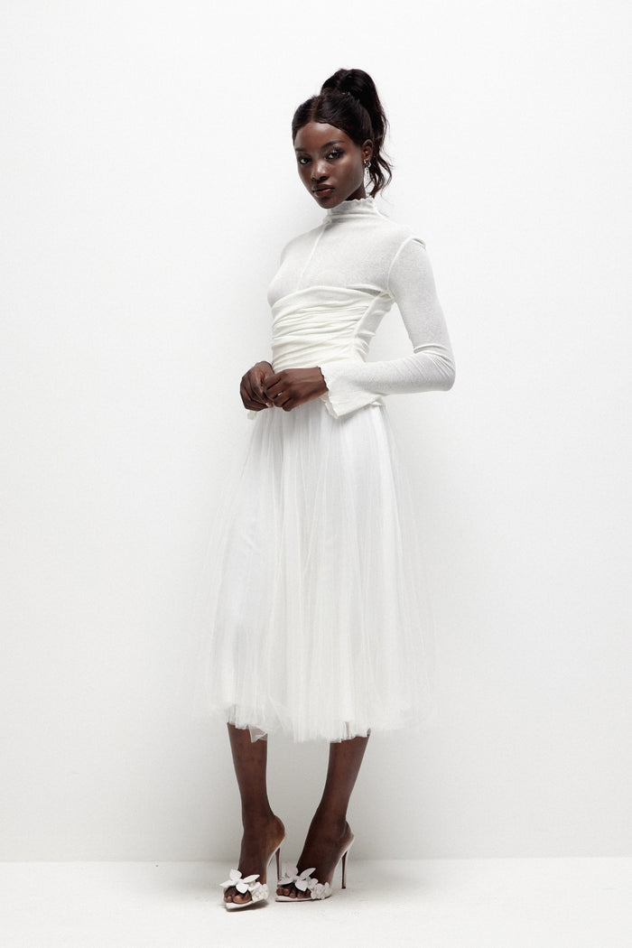 Daniels High Neck Ruch Maxi Dress