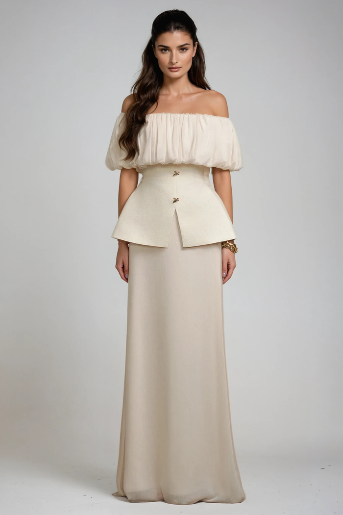 Darius Ruch Off Shoulder Skirt Set