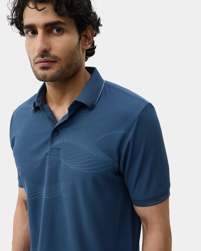 Dark Blue TechPro Printed Polo - Tae
