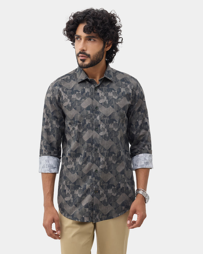 LONG SLEEVE INDIA FIT ALL OVER PRINT SHIRT