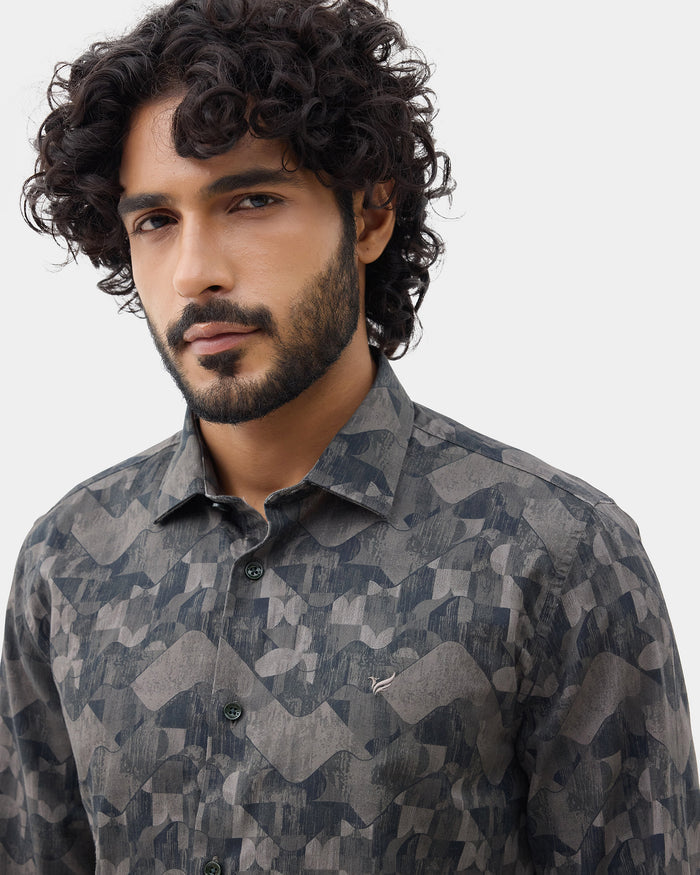 Dark Olive Printed Shirt - Zykos