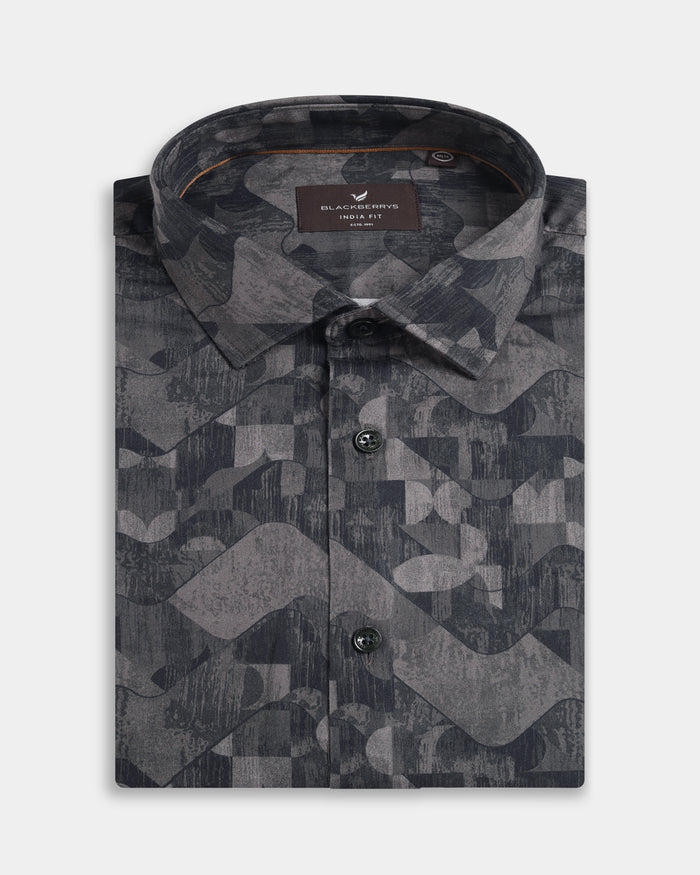 Dark Olive Printed Shirt - Zykos