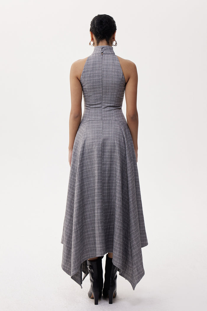 Deneb High Neck Grid Maxi Dress