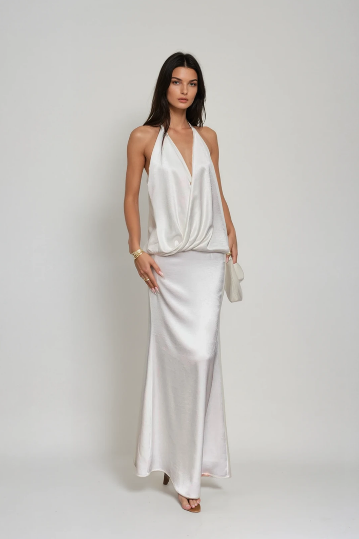 Denholm Backless Satin Maxi Dress