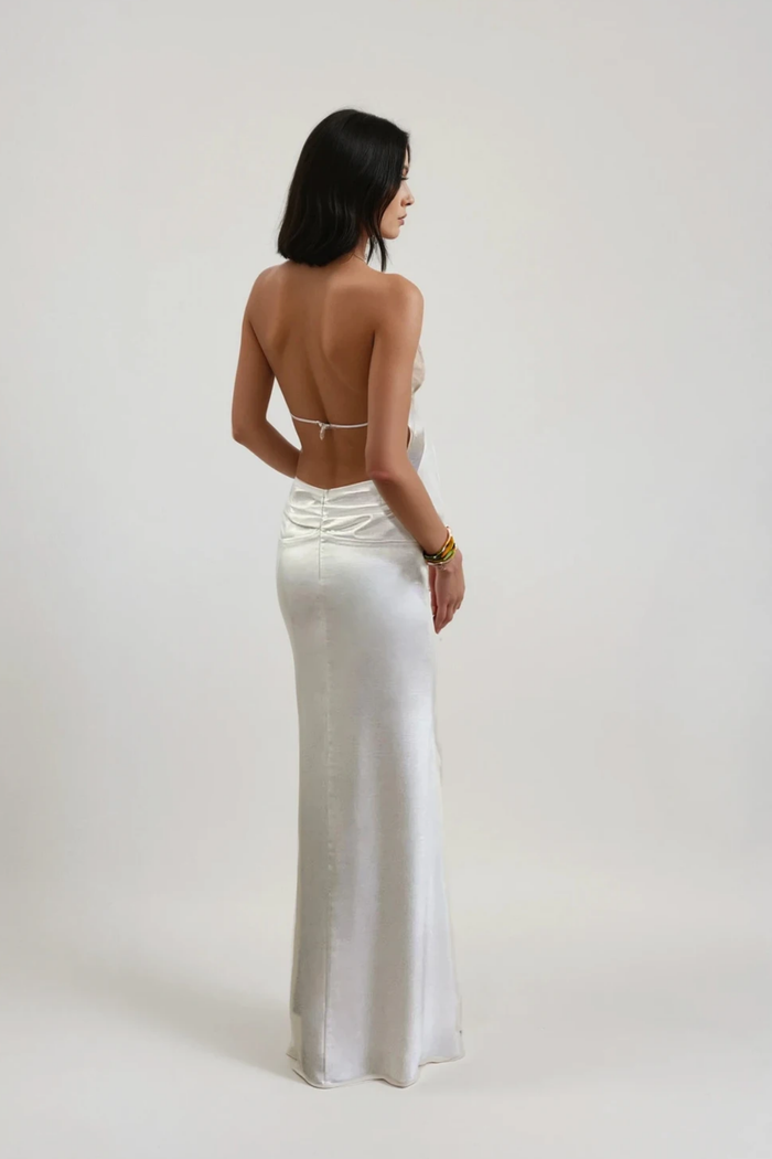 Denholm Backless Satin Maxi Dress