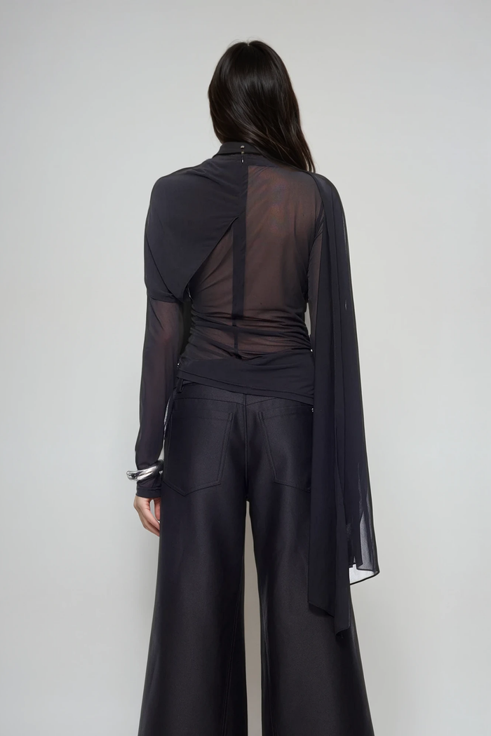 Denice Ruch Shawl Mesh Top